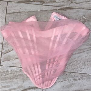 Fashion Nova Pink Corset top with Ruffle mesh boning